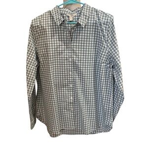 Garnet Hill Signature Organic Pima Cotton Buttondown Shirt in Blue Check 12. NWT